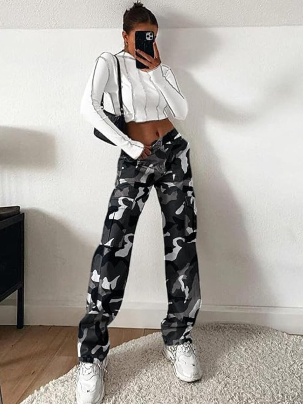 Black & White Camo Cargy Pants NWOT
